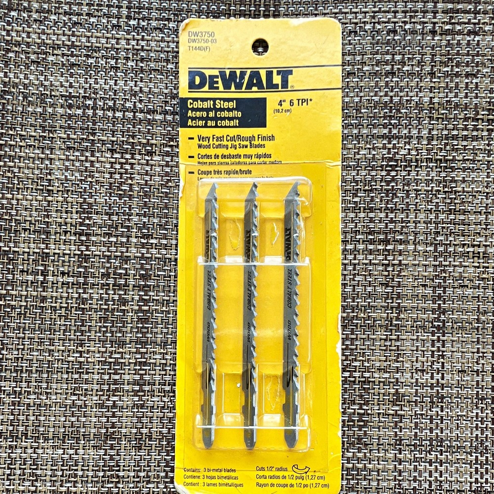 DEWALT DW3750/DW3750-03 Cobalt Steel Wood Jigsaw Blades 4 in 6 TPI 3pk